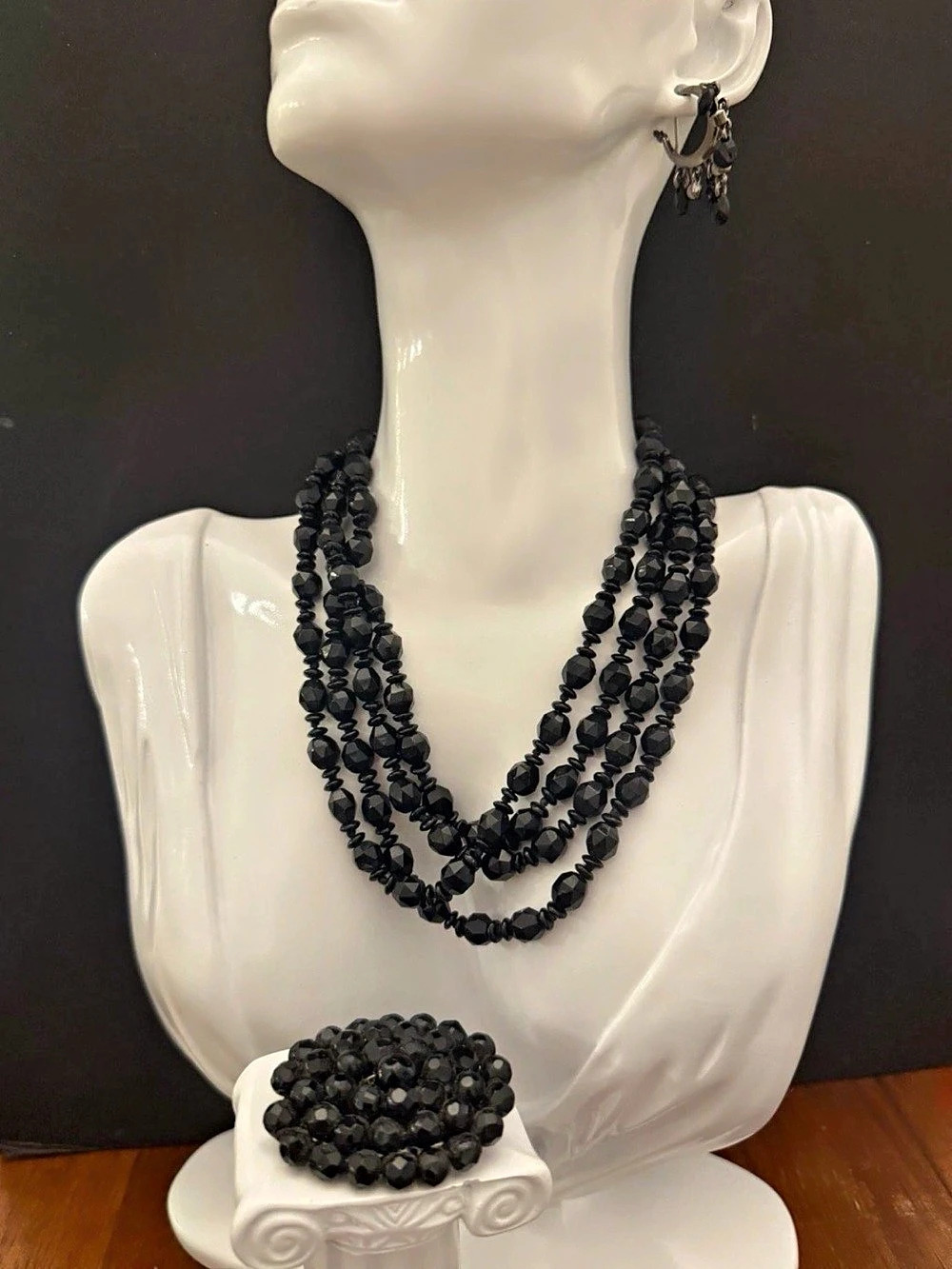 Black Statement Jewelry Set Like New